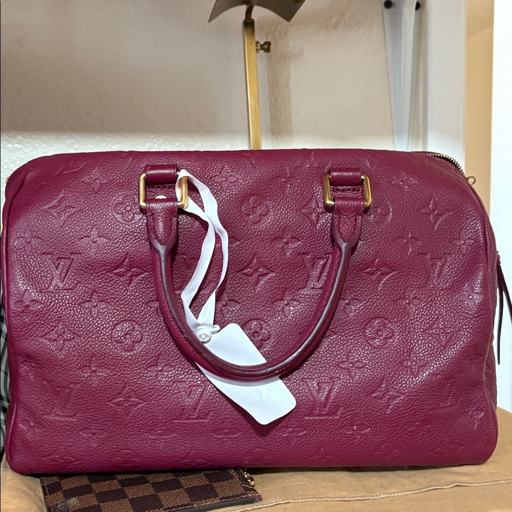 Louis Vuitton Embossed Monogram Speedy 30 Bandolier in Burgundy